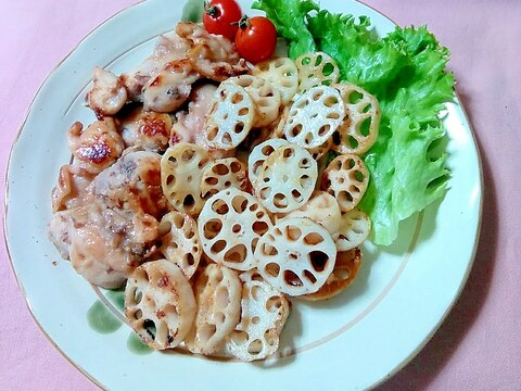 鶏肉の梅×塩麹焼きと蓮根ソテー